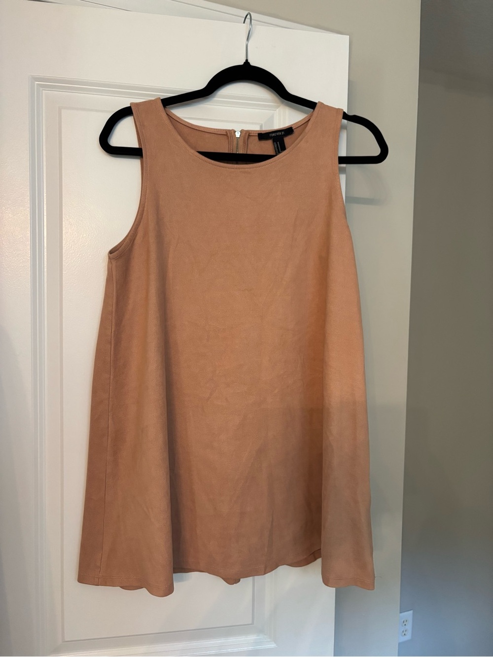 Forever 21 Sleeveless Tan Faux-Suede Swing Dress Size Medium
